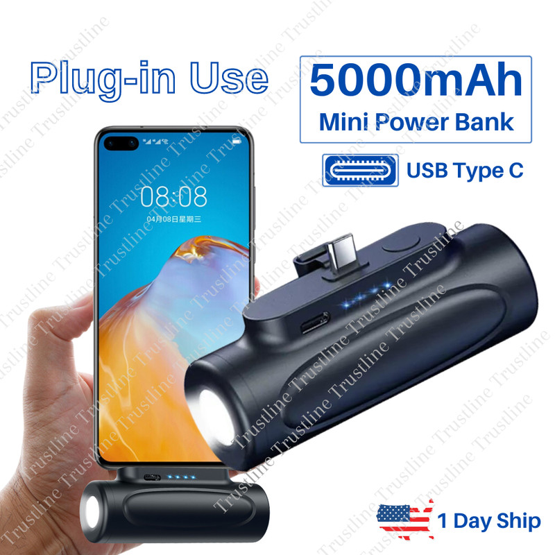 5000mAh Mini Type C Battery Charger Pocket Power Bank Pack For Samsung Android