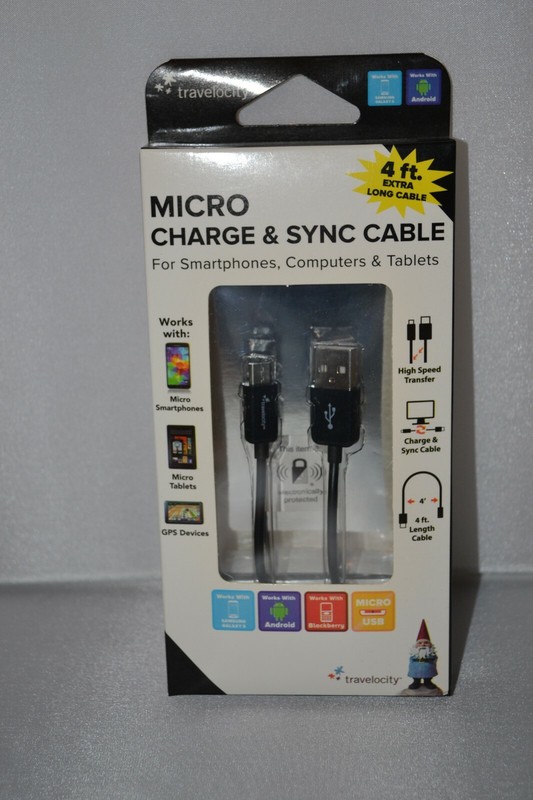 Micro Charge & Sync Cable 4ft. Long Cord – Travelocity Brand – NEW