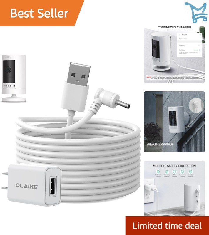 5m Weatherproof USB Charging Cable for Ring Spot Cam Battery 16ft