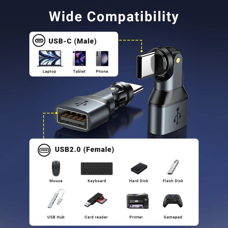 Magnetic USB Type C to USB Female OTG Adapter 9 Pin Data Converter New gallery