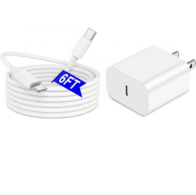 6FT iPhone 17 16 15 USB-C Fast Charger Cable & Block Type C Adapter – Universal