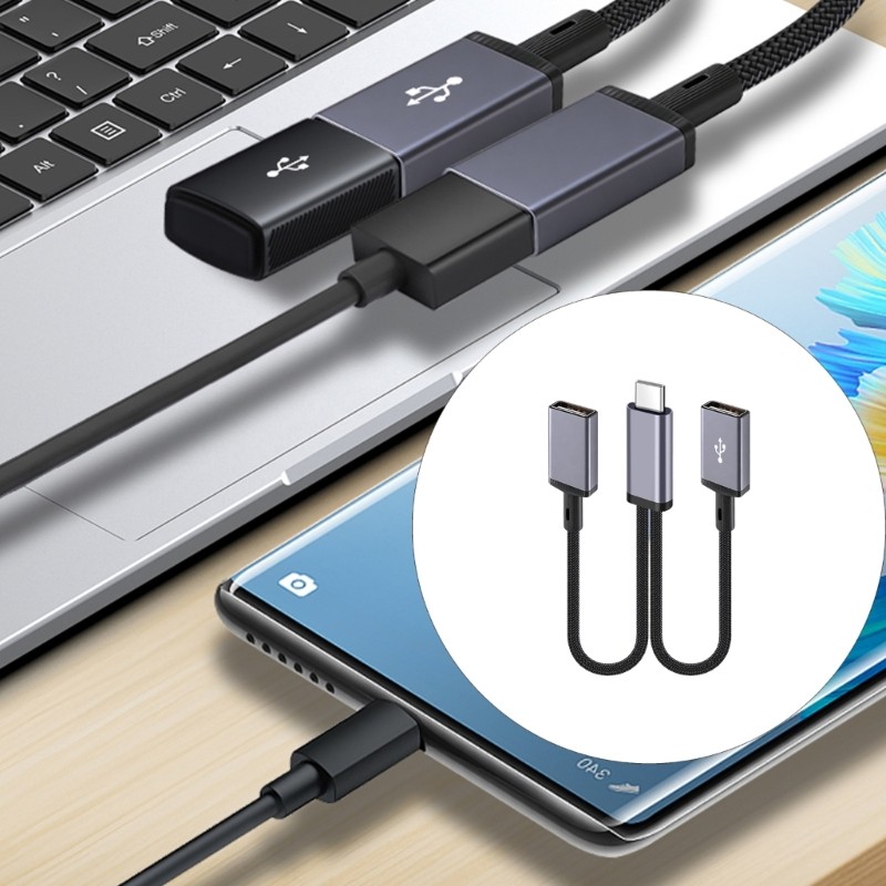 Right Angle/Straight USB C Cable 66W Fast Charging Double Port Output 20cm Long gallery