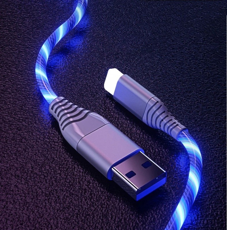 3.3 FT Light Up Flowing LED Fast Charging Type C Charger Cable Cord For Samsung