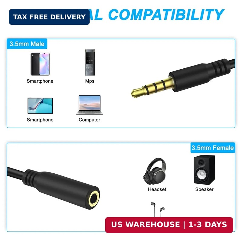 MEIRIYFA 3.5mm Splitter Cable 1 to 6 Ways,1/8 inch 4-Pole/3-Rings TRRS 1 Male to gallery