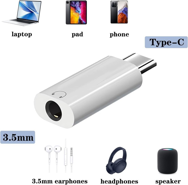 USB-C Type C Adapter Port to 3.5MM Aux Audio Jack Earphone Headphone Car Lot gallery