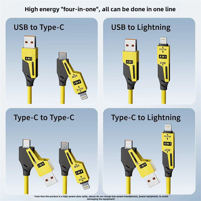 4-in-1 Spring Extension Telescopic Charging Data Cable Cord For All Cell Phone gallery
