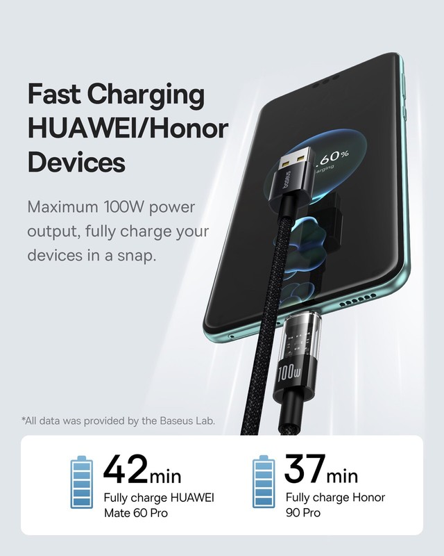 Baseus 100W USB-A toType C Cable Auto Power-Off Fast Charging For Samsung Huawei gallery