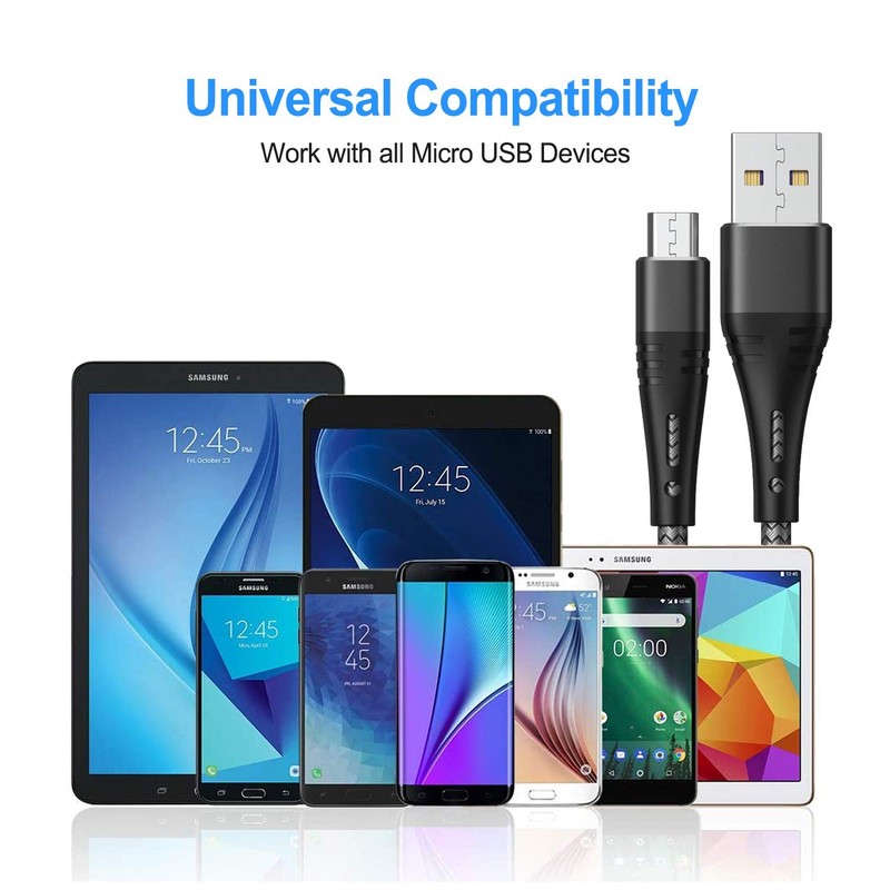 2 Pack 10ft Micro USB Cable Android Phone Charger Extra Long Charging Cord gallery
