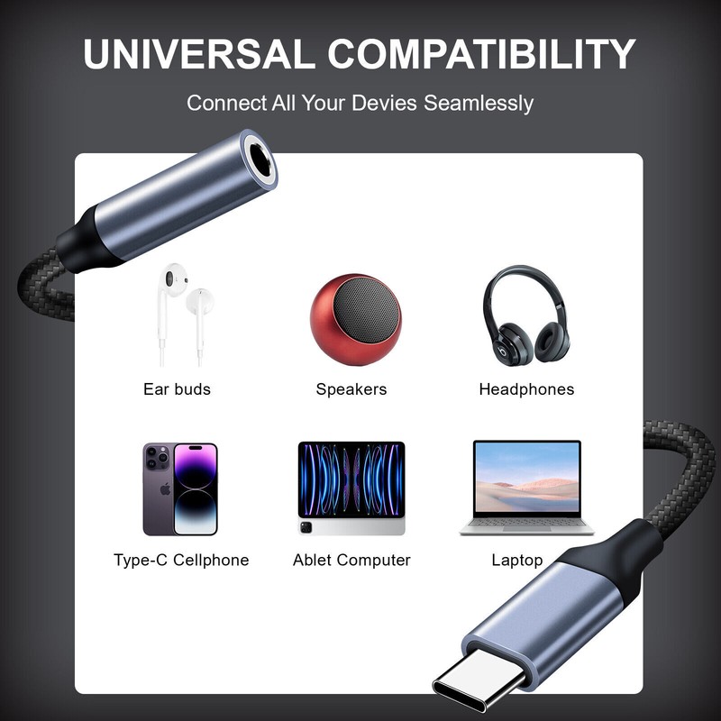 For iPhone 16 Pro Max USB Type C to 3.5mm Aux Jack Adapter Earphone Dongle Cable gallery