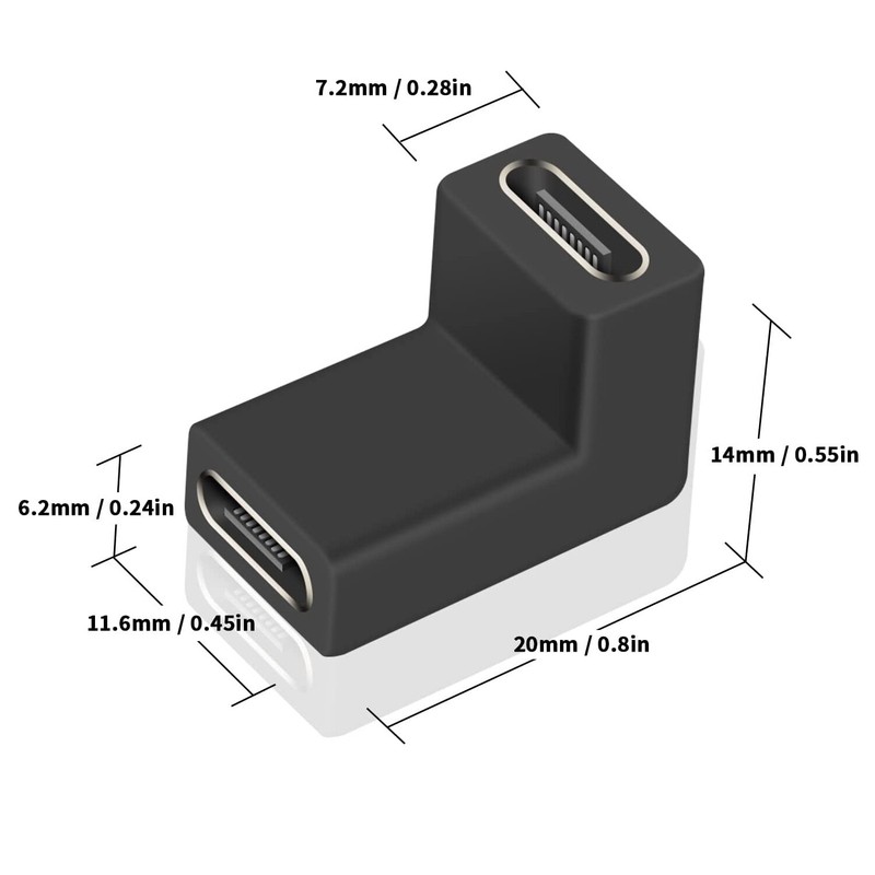 USB C Female to Female Adapter Up Angled USB C Coupler 10gbps Extender Connector gallery