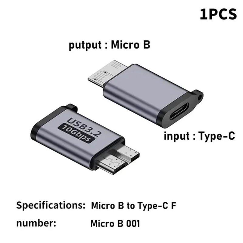 Micro B USB 3.0 Male to Type-C Female Adapter: Fast Data Transfer HDD Connector gallery