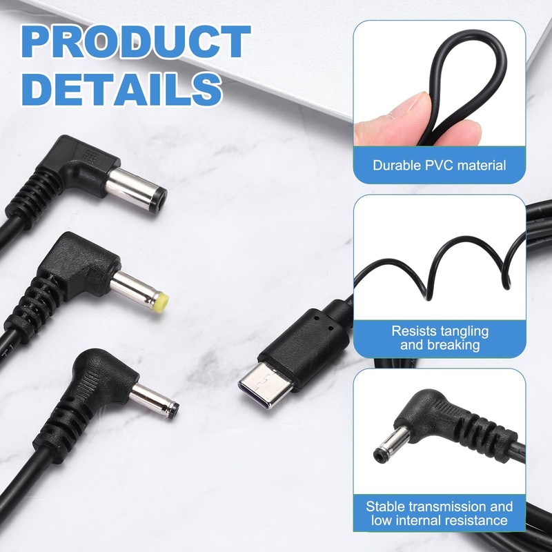 USB to DC Power Cable 12V 3A 36W 3.5x1.35mm 1.3ft USB to DC Barrel PD Trigger... gallery