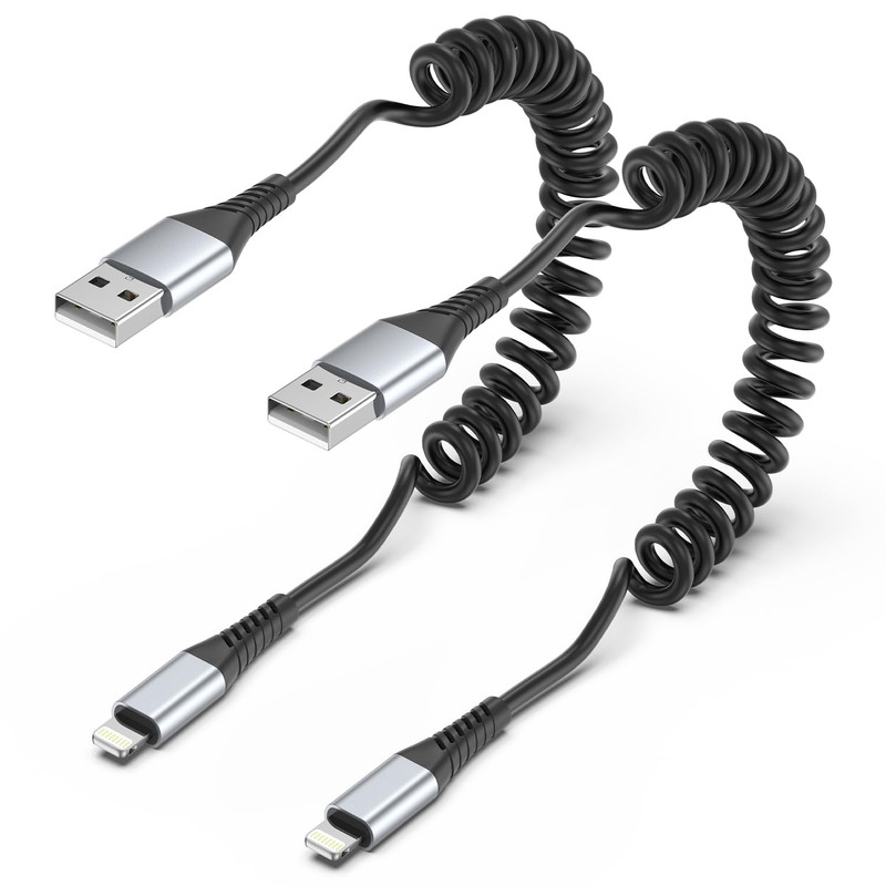 Coiled USB C to USB C Cable, 2 Pack Retractable USB Type C Charging Cable 60W US gallery