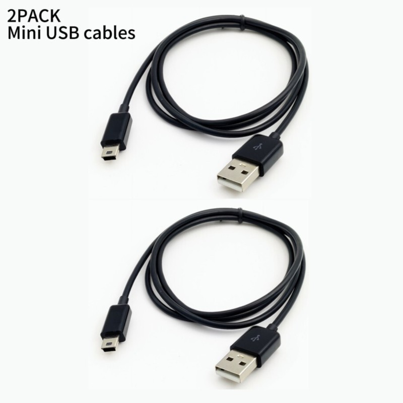 2PACK 1M/3FT USB 2.0 Type A to Mini 5PIN Cable Data Charging Cord Black /White