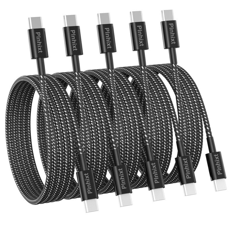 USB C to USB C Cable, 5Pack 6FT 60W(3.1A) Nylon Braided USB C Charger Cable f..