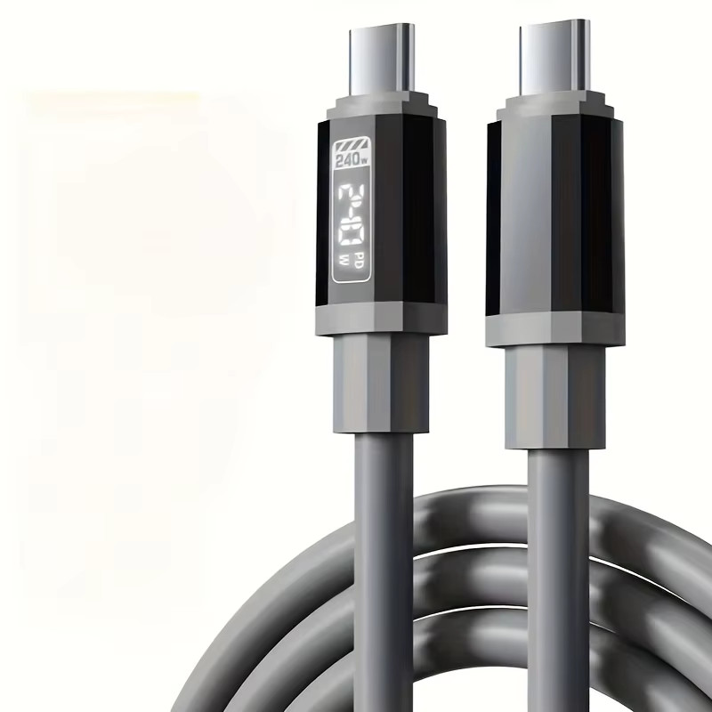 240W 1.5M Fast Charging USB Type-C to Type-C Cable with Real-Time Power Display gallery