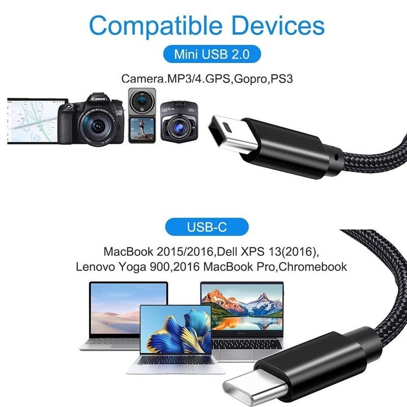Usb-c to Mini USB Cable, type-c to Mini-b Charging Cord Compatible GoPro Her gallery