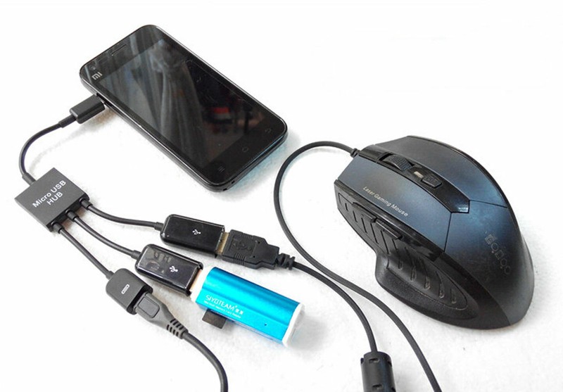3 in1 Male to Female Micro USB 2.0 Power Charging Host OTG Hub Cable Adapter US gallery