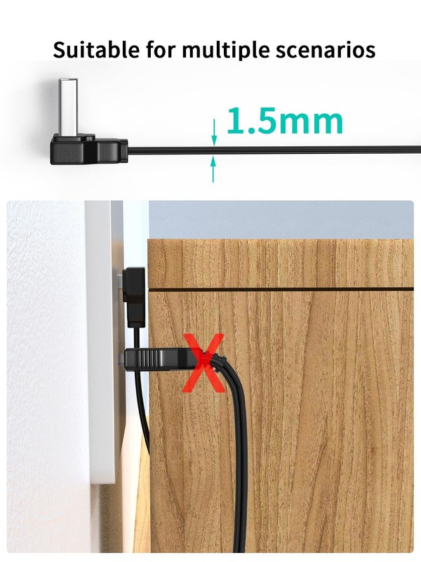 2PCS 90 Degree USB A to USB C Cable,Right Angle Type-c Fast Charging Cord 66W... gallery