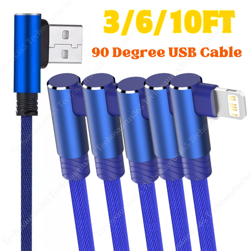 90 degree Right Angle cable Nylon Braided USB Charger Cable Data For iPhone/iPad