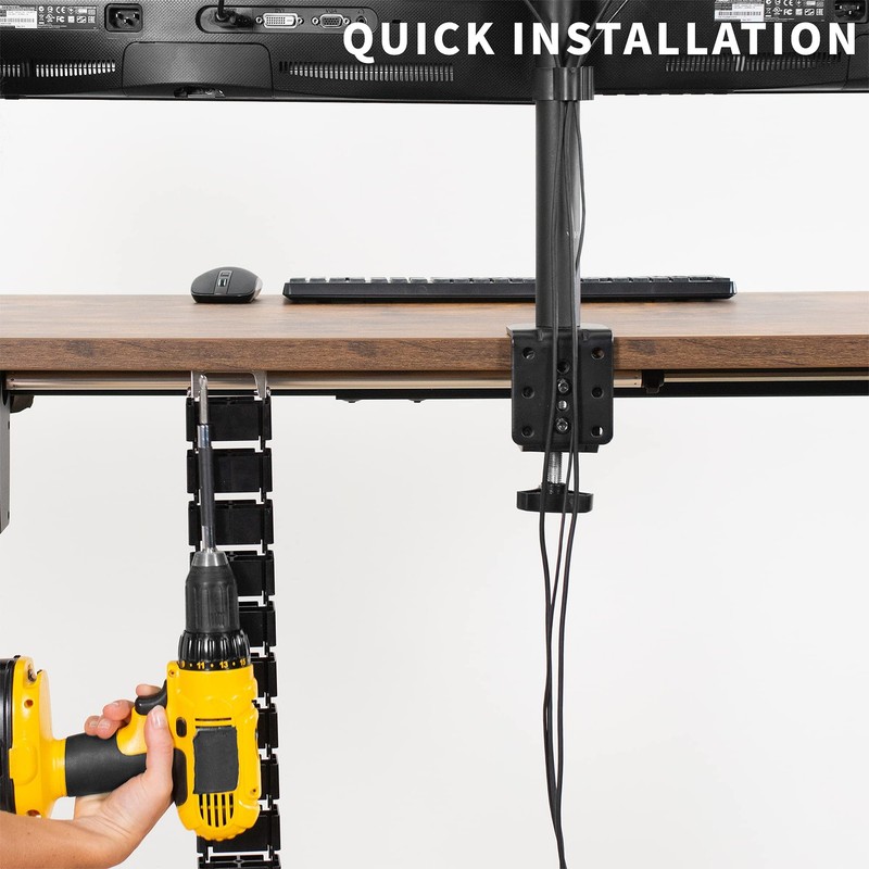 VIVO Under Desk Vertebrae Cable Management Kit, Adjustable 50 inches, Black gallery