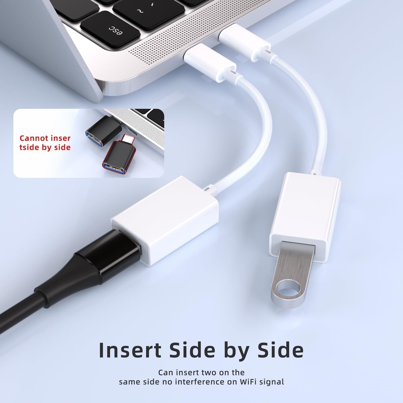 ZVGMOOE USB C to 3.0 Adapter 2 Pack, C Male Female OTG White gallery