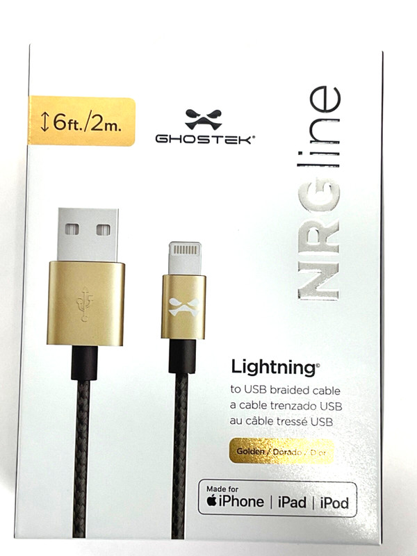 Ghostek NRGline USB iPhone Cable 6FT/2M Golden USB A TO LIGHT New