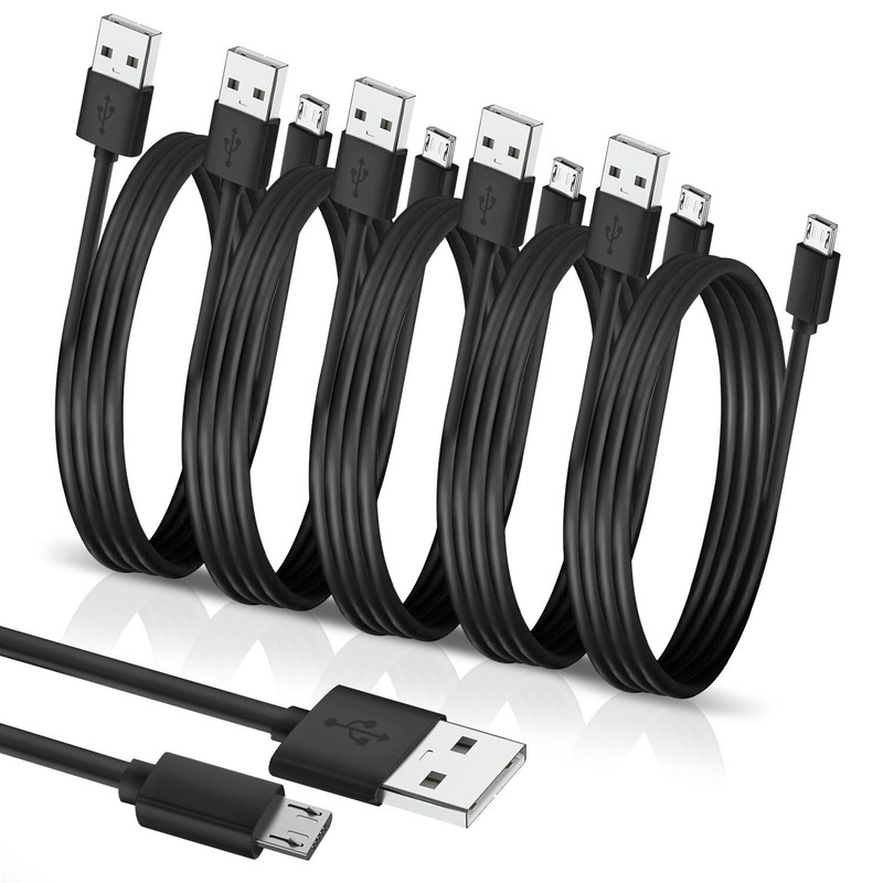 5 Pack 15ft. Micro USB Cable - USB to Micro USB Charger & Data Transfer Cord ...