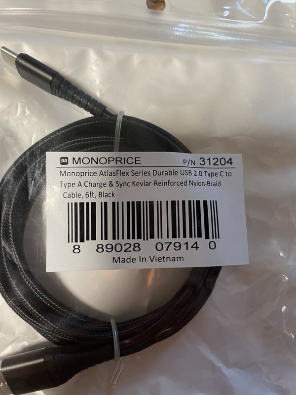 NIP Monoprice AtlasFlex Durable USB 2.0 C to A Charge and Sync Cable gallery