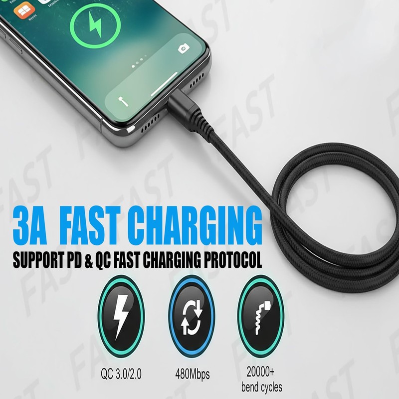 10-Pack USB -Cables [6.6ft | 3A Fast Charge | Braided] – USB-A to USB-Charger... gallery