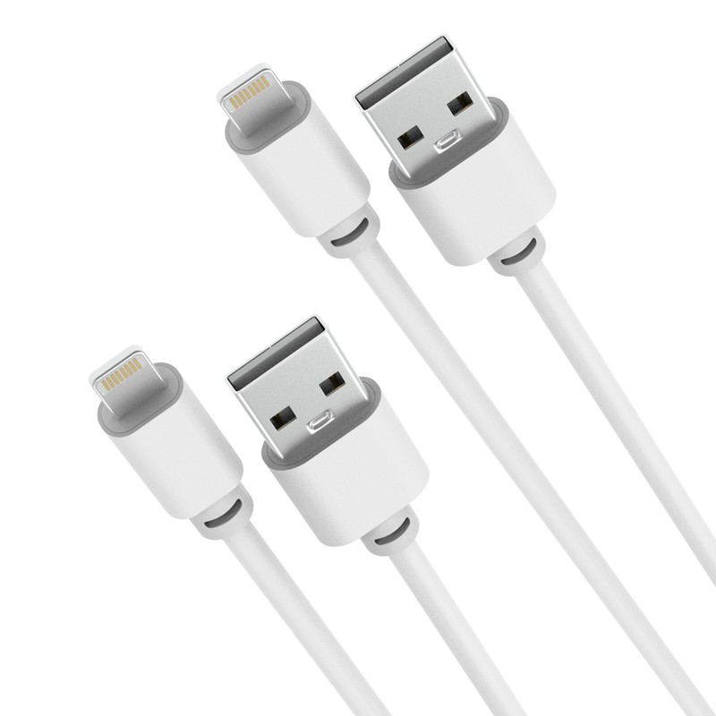 Laser MFi Certified 2M White Lightning Cable 2-Pack Fast Charge