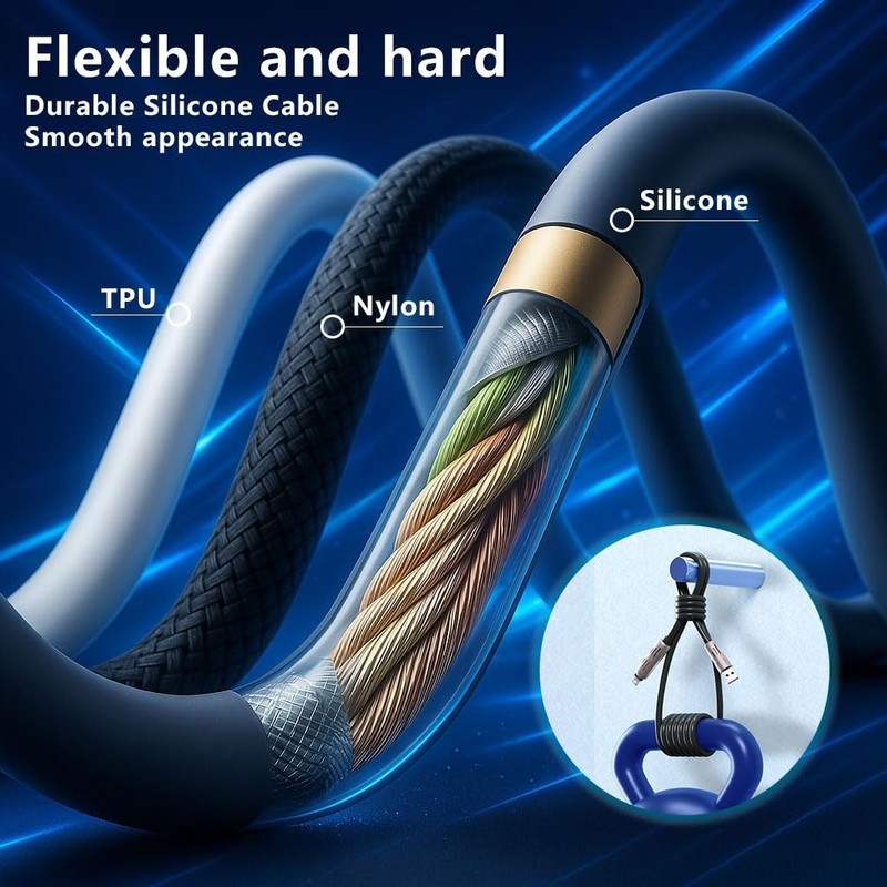240W 4-in-1 Multi USB Charging Cable with LED Indicator, Fast Charging & Data... gallery