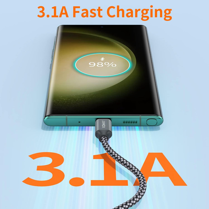 Short USB C Cable (1Ft 3-Pack), USB a to Type-C Charger Cord 3.1A Fast Charging gallery