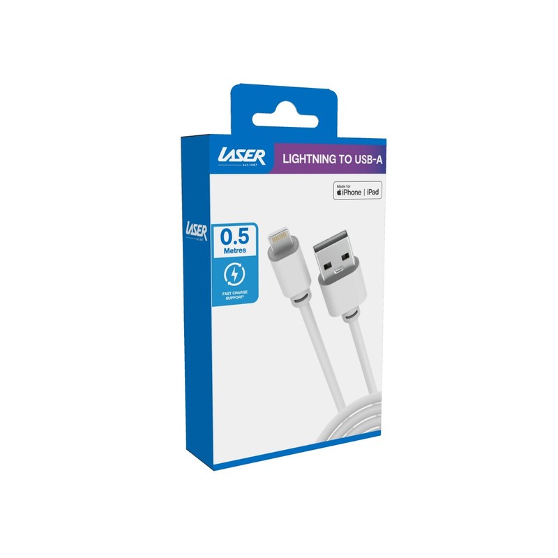 Laser MFi Certified 0.5M White Lightning Cable Quick Charge gallery