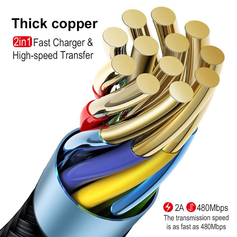 2IN1 Apple MFi 8Pin iPhone/Micro USB Fast Charging Charger Data Sync Cable Cord gallery