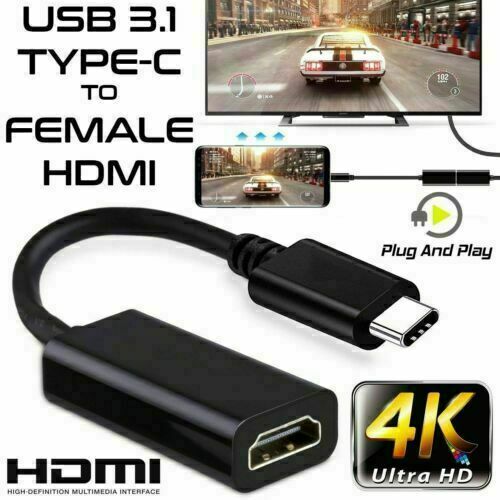 USB Type C & Male To HDMI Female Adapter Cable For Cell Phone Tablet HDTV US gallery