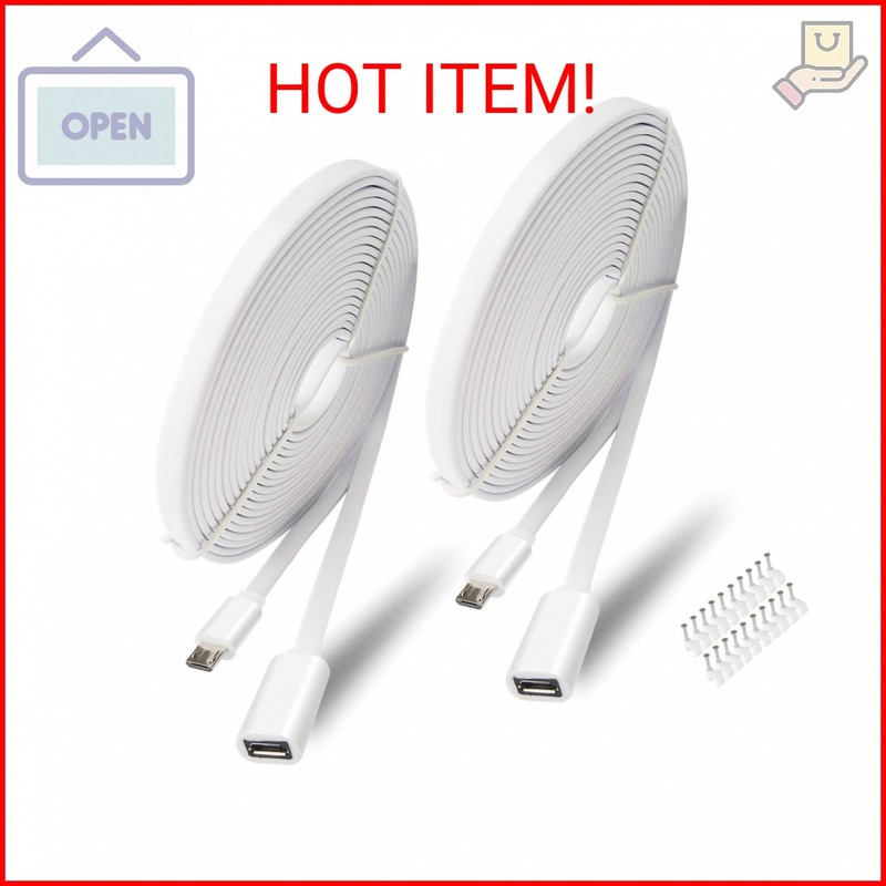 SIOCEN 2 Pack 13FT Micro USB Extension Cable for Zmodo,Male to Female Extender F