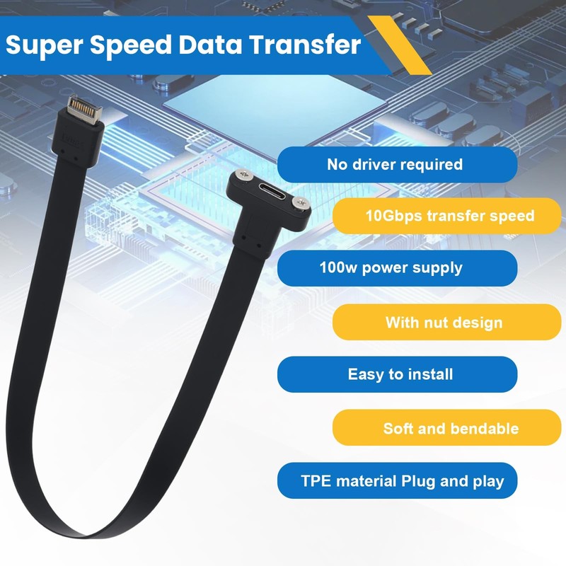 30cm/11.8inch 10Gbps Type E to USB C Female Front Panel Extension Cable PCIe gallery