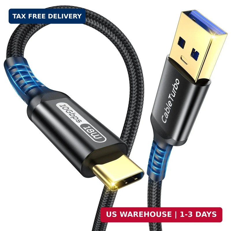 10Gbps Android Auto USB C Cable, 2FT USB 3.1 Gen2 Data Transfer & 3A Fast Chargi