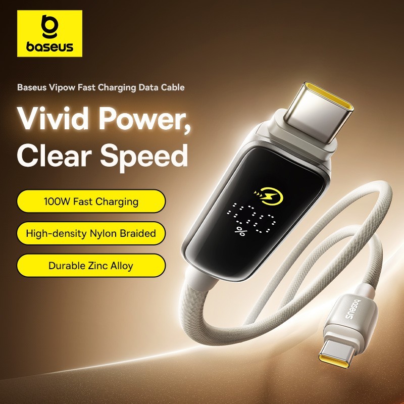 Baseus PD 100W USB C Fast Charging Cable for iPhone 16 15 Digital Display Cord