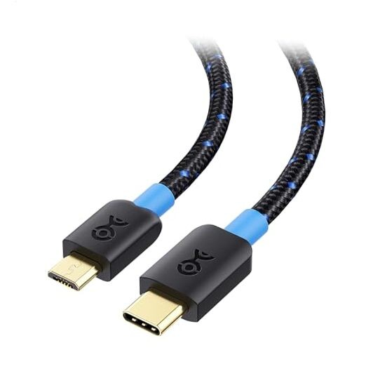 Braided USB C to Micro USB Cable - 3.3ft, [3A/15W Charging, 480Mbps 3.3 Feet