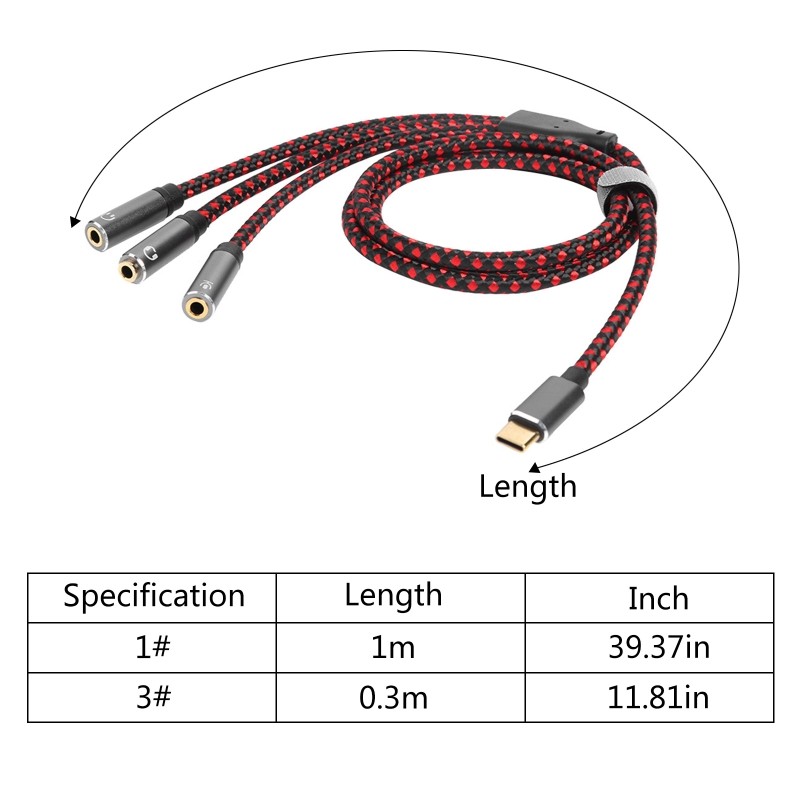 USB C to 3x 3.5mm Plug Aux Cord Adapter Cable for Devices with Type-c Port gallery