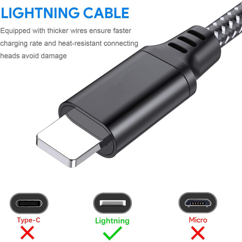 3X Heavy Duty Fast Charger USB Cable For iPhone 14 13 12 11 X XR 8 Charging Cord gallery