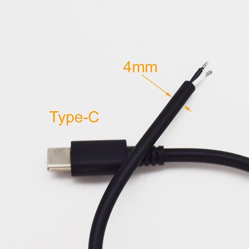 ELNONE 2Pack 1M/3.3Ft USB C Power Pigtail 2 Cable 22AWG 3A 12V Type C USB Mal... gallery