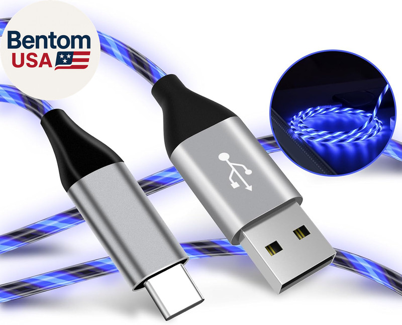 Light up USB C Cable, LED Fast Charger Type C Charging Cords, USB-A to USB-C Com gallery