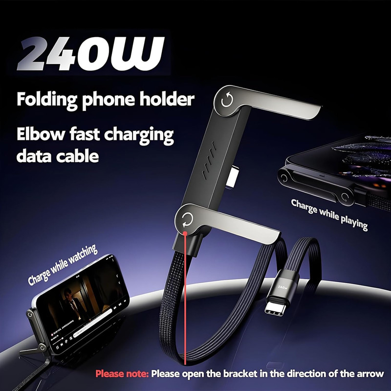 2-In-1 Invisible Stand Charging Cable, Multi Charger Cord with Type C Multi-Angl gallery