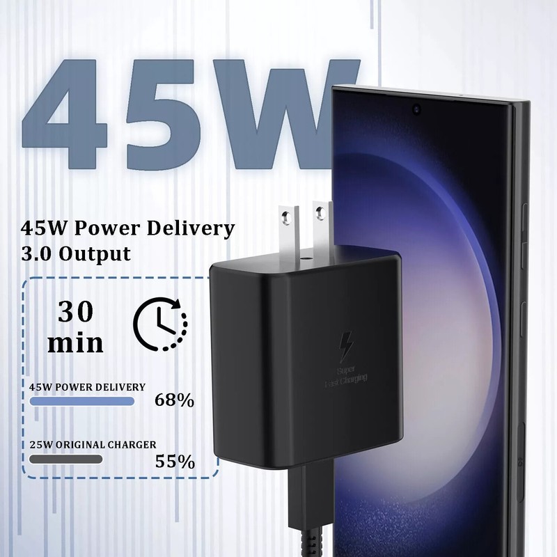 For Samsung Galaxy S21 S22 S23 Ultra Speed 45W Super Fast Charger & 6ft Cable gallery