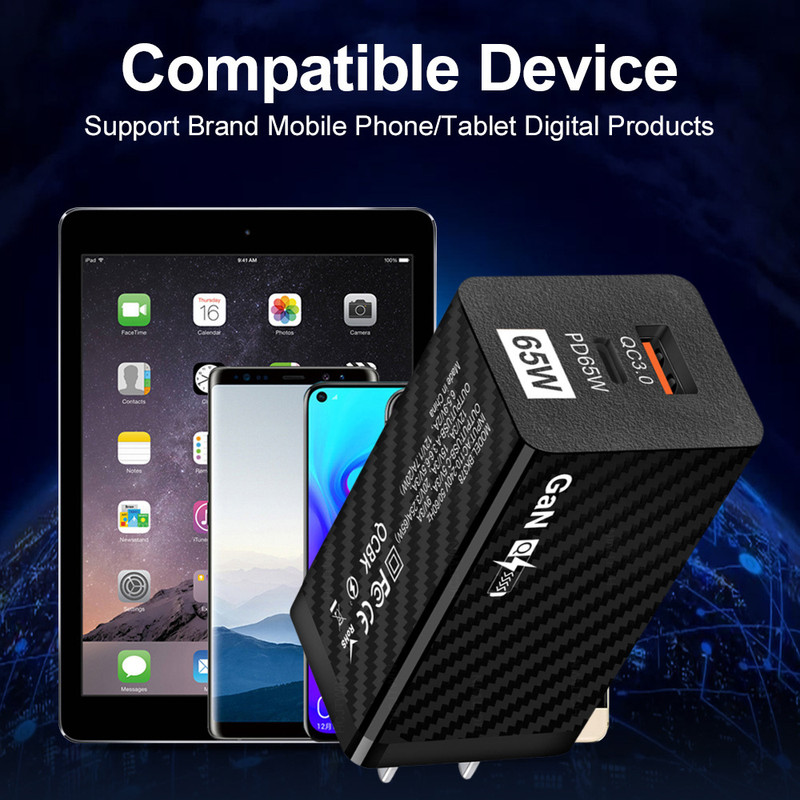 For MacBook Samsung iPad iPhone 15 65W GaN Super Fast Charger USB-C Type C Cable gallery