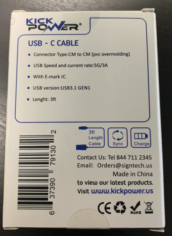 NEW Kick Power 3 ft USB A to USB C Cable Type-C White Sync and Charge gallery