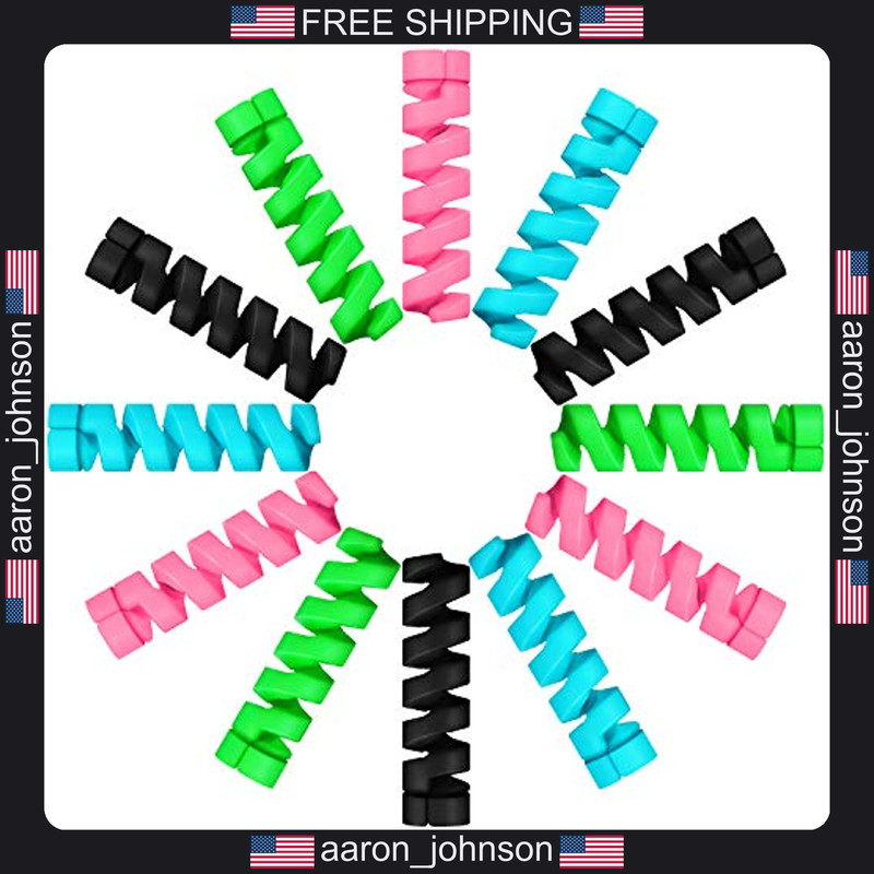 Jetec 24 Pcs Charger Cable Protector,Silicone Flexible Cable Saver,Spiral USB